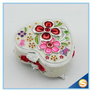Quality Hand Oil Printed Metal Storage Box for Jewelry with Beautiful Flowers wholesale