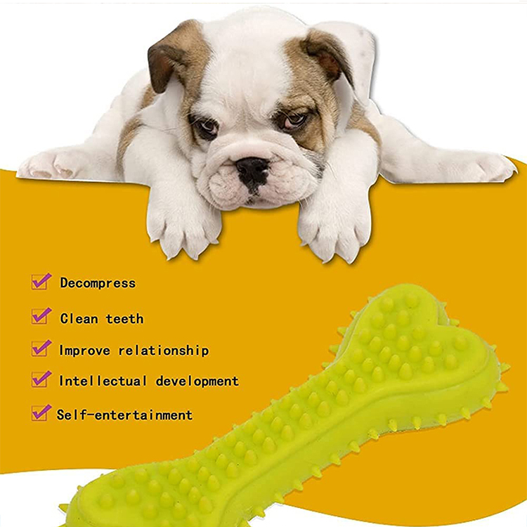 Dogs Pet Durable Rubber Molar Bone Shape Toothbrush Stick Clean Treat Dog Bit Chew Toy