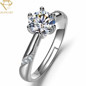 Quality Pave Setting Silver Diamond Wedding Ring Engraving For Women wholesale