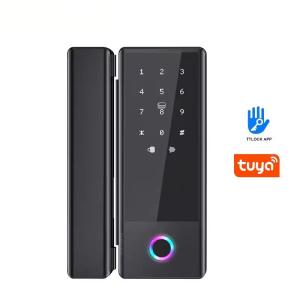 Quality Smart Glass Door Lock Black Fingerprint Keypad Door Lock Security wholesale