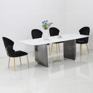 Quality Arc White Luxury Marble Dining Table With Brushed Black Legs wholesale