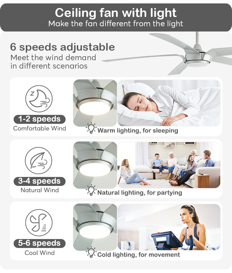 Remote Control LED Ceiling Fan High Airflow 5 Blades 65 Inches 2- with Light and Remote