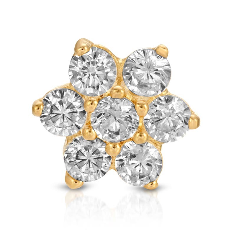 Clear Gems ear cartilage earrings Gold Flower Ear Piercing Jewelery 18G