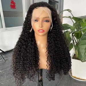 Quality 13x4 Glueless Transparent Human Hair Lace Wig Double Drawn Jerry Kinky Curly Brazilian Frontal wholesale