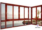 Commercial 3.0mm Sliding Window And Door With Wooden Finish German Hardware