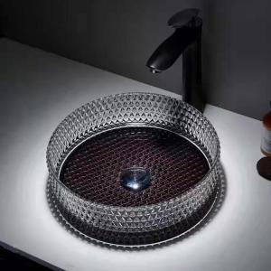 Quality Artwork Glass Vessel Basins Crystal Modern With Black Bottom wholesale