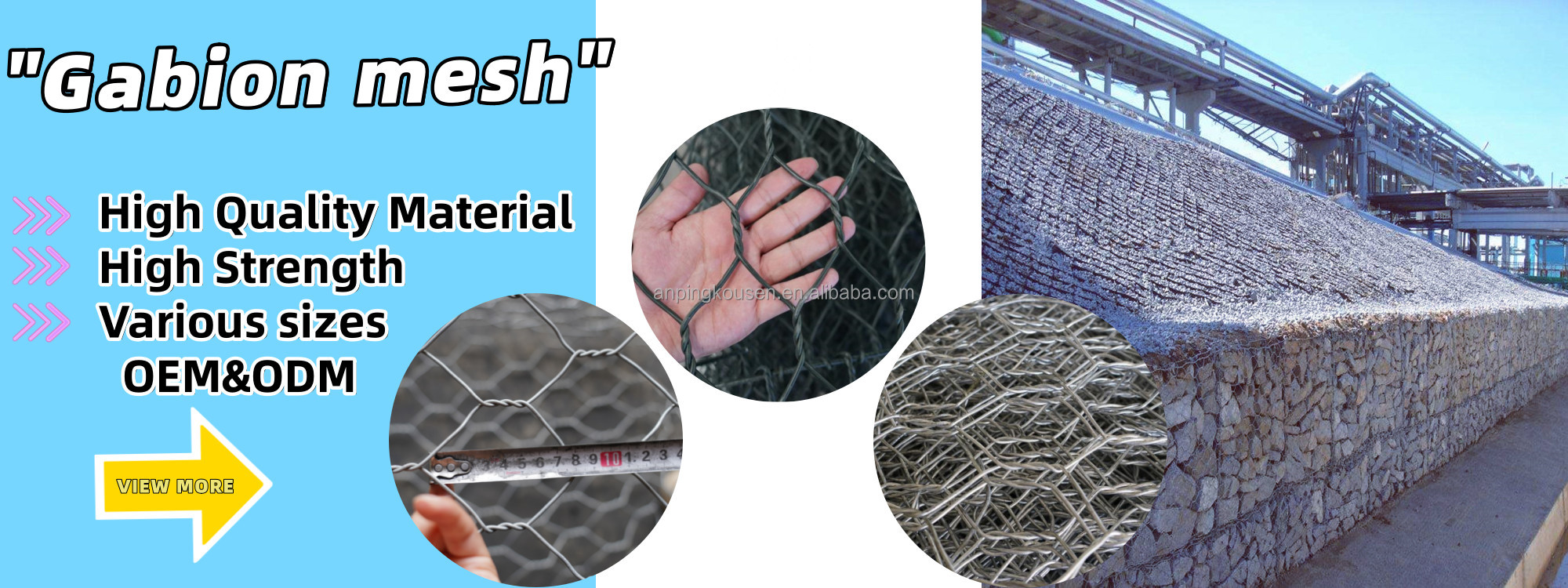 Stone Filled Woven Mesh Gabion Basket Retaining Wall Design for Seawall Protection
