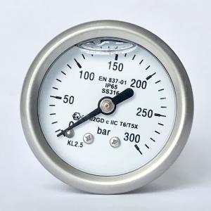 Quality 1/8 NPT 300 Bar Liquid Filled Pressure Gauge 1.5 Inches Ss316 Wetted Parts wholesale
