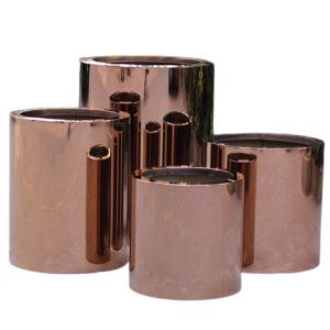 Quality Custom outdoor garden flower pot metal mirrored round planters wholesale