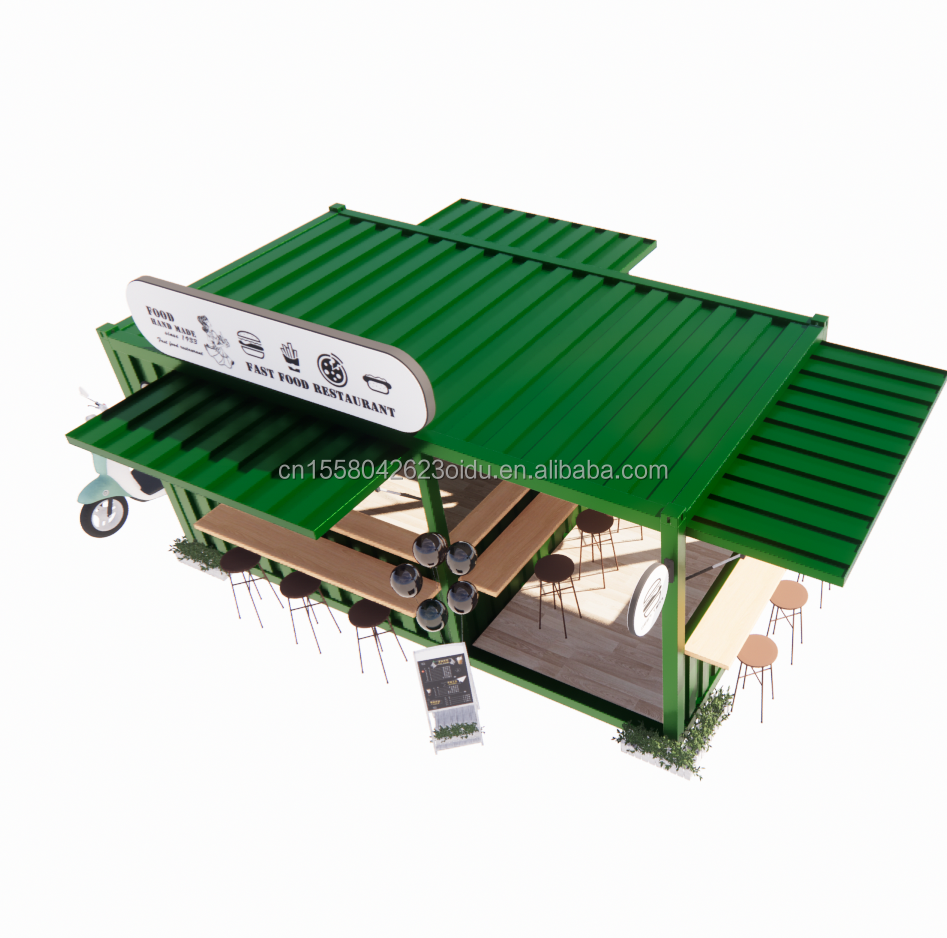 20ft or 40ft Steel Frame Extendable Mobile Coffee Bar Pop Up Shipping Container Shop with Galvanized Steel Bending