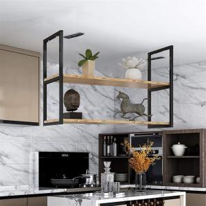 Quality 3 Tier Ceiling Wine Rack for Bars and Restaurants Solid Wood Shelf for Home Decor wholesale