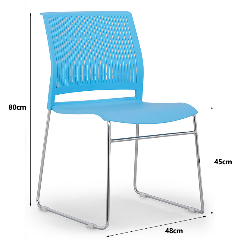 Metal Frame Armless Stacking Office Chair Black Stackable Conference Room Chairs