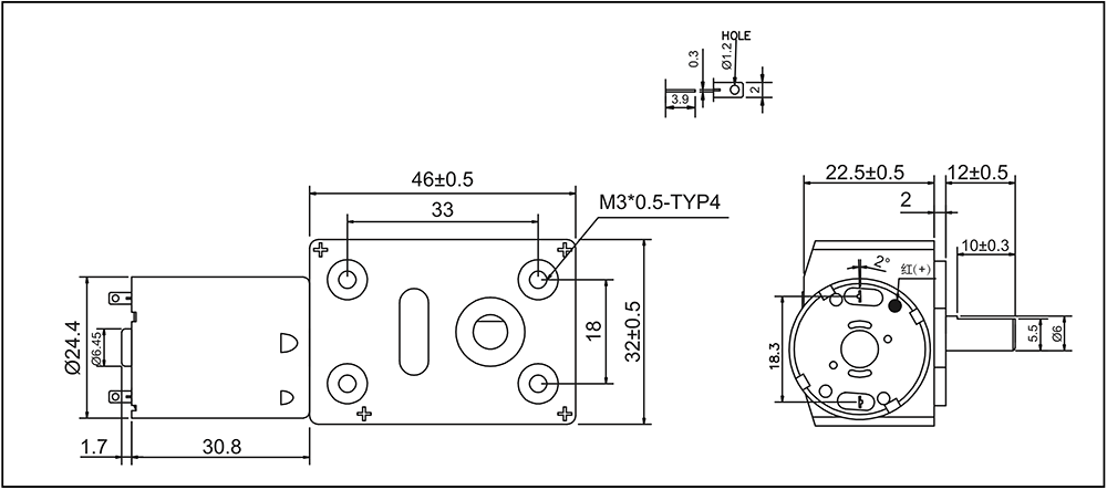 micro metal gearmotor gm3246-370CA Dimension