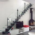 Residential Commercial Steel Stringer Unti - Skid Frosted Glass Stair Stainless