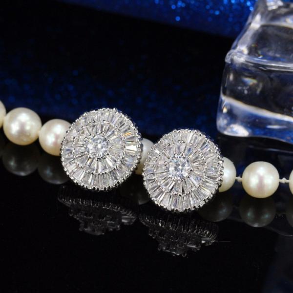 Fashion CZ Earring Studs Cartilage Earring for Women Copper CZ Zircon Leaf Small