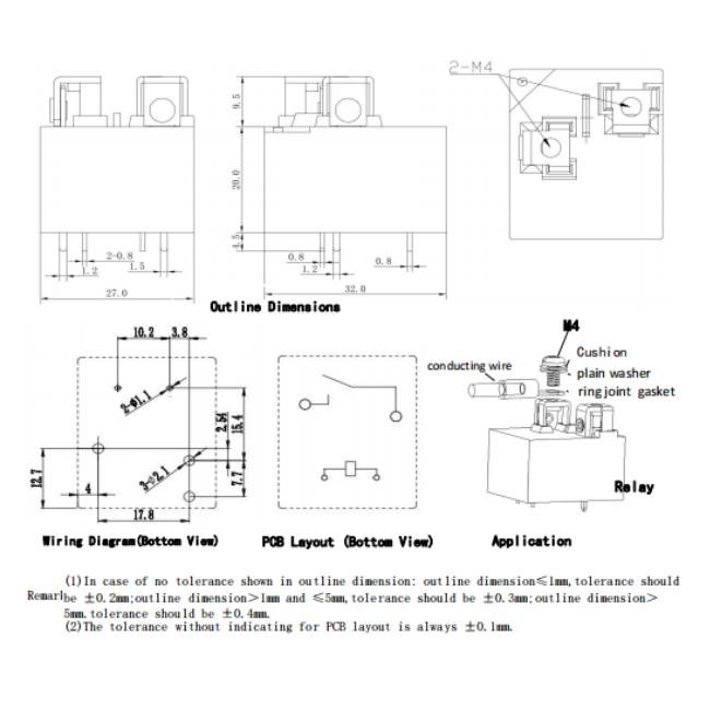 PCB Mount M4 Bolt 30A Power Relay 1 Form A NB902E-12S-S-A 12V 4 Pin Relay