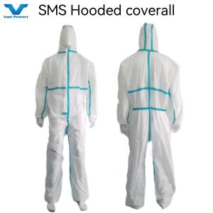 Quality Anti-Static SMS Nonwoven White Coveralls Hooded Style 50000PCS/Day Production Ability wholesale