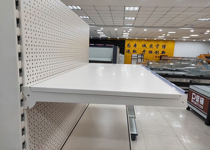 Double Sided Super Market Shelving , Corrosion Resistant Fruits Display Rack