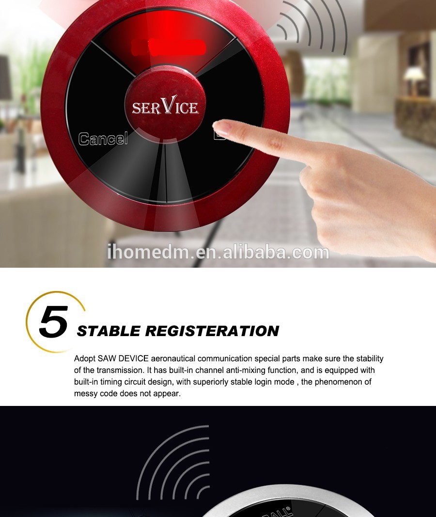 High Quality Wireless Modern Service Equipment Buzzer For Casual Fine Dining