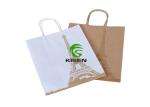 Disposable Kraft Paper Shopping Bags White Color Eco Friendly Offset Printing
