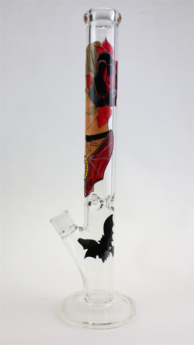 11 Inch Glass Smoking Pipe Straight Tube 6 Lines Perc Percolator Hookah Shisha