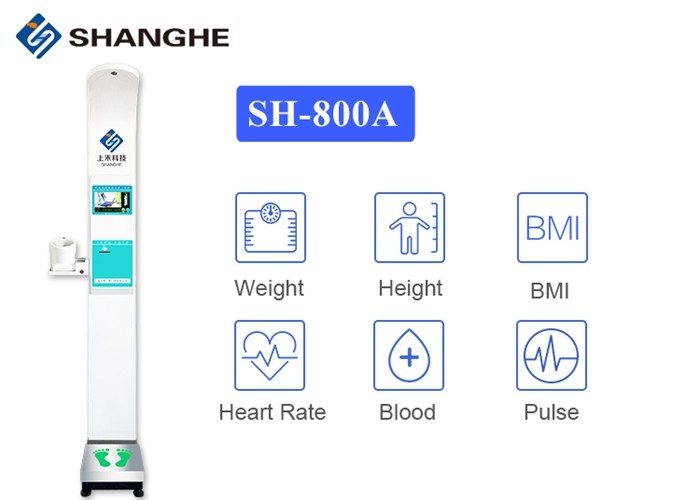 Blood Pressure Heart Rate 180 Pulse / Min Digital Scale With Height Rod