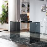 Modern Study Bent Glass Table Full Transparent Glass Furniture Table