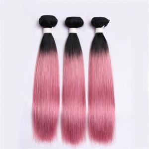 Quality Pre-colored Non-remy Hair Extension Human Weave Rose Pink Ombre Color Brazilian Straight wholesale