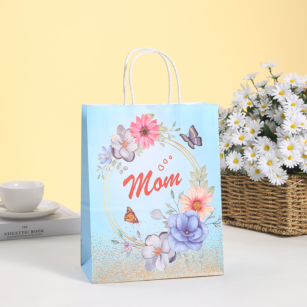 Luxury Packaging Style Brown Kraft Paper Tote Bag for Mother's Day Celebration