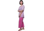 Fashion Ladies Pink Print Stripped Pajamas Nightwear Sets Short Sleeve Anti -
