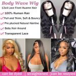 Ready to Ship Brazilian Virgin Hair Body Wave 180% Preplucked 13x4 Transparent