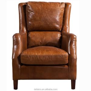 Quality High Back Brown Vintage Leather Dining Chairs Soft Cushions Armchair Home Office wholesale