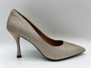 Quality lt Gold Glitter Womens Shoes 3 Inch Stiletto Closed Toe High Heel wholesale