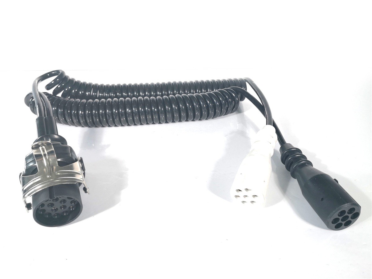4V Adaptor Trailer Cable Electrical Coiled European Style With Moulded Plug