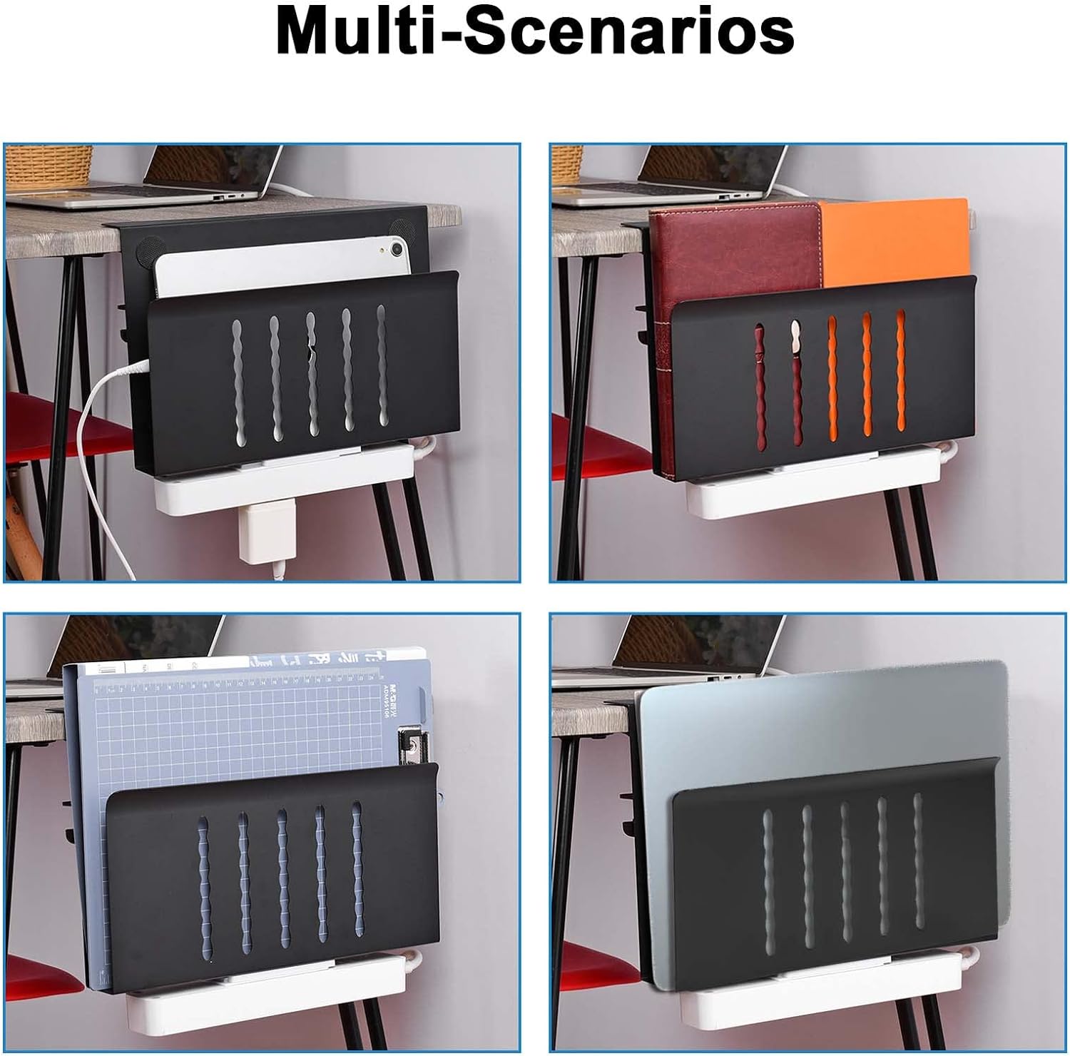 Desk Storage Under Steel Hanging Organizer No Drill Cable Management Tray Laptop Holder