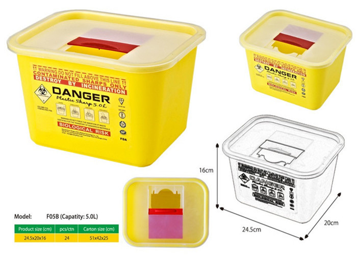 5 Litre Sharps disposal container, Sliding Lid, Red,Sharps Container | WinnerCare
