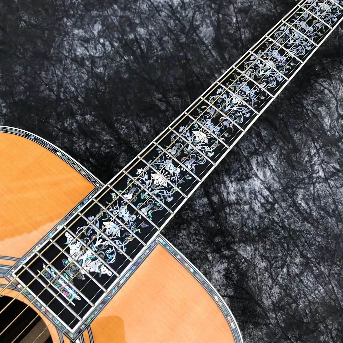All Solid Wood Retro 41" D Type Acoustic Guitar Abalone Inlay Ebony Fingerboard