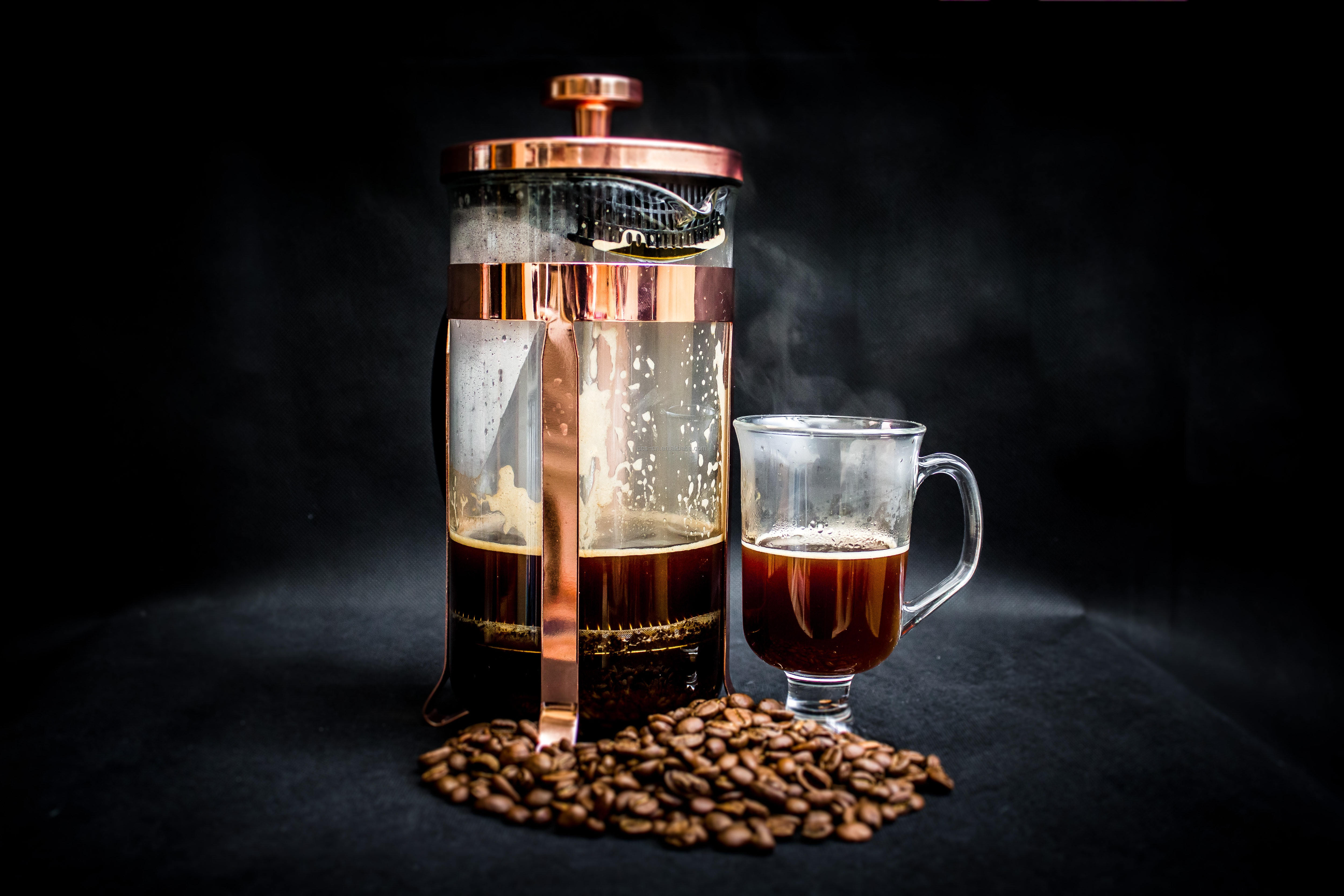 Amazon High Borosilicate Glass French Press Hot Rose Gold Coffee Plunger Stainless Steel