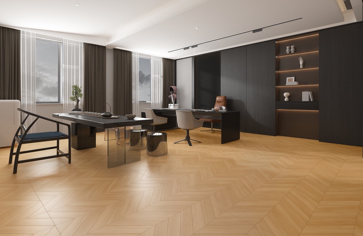 Fishbone Wear-Resistant 600x1200mm Brown And Yellow Wooden Porcelain Tiles For Bedroom