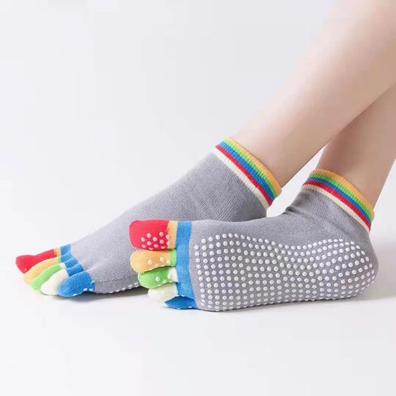 Grip Five Toe Cotton Yoga Plain Coloured Socks Non Slip