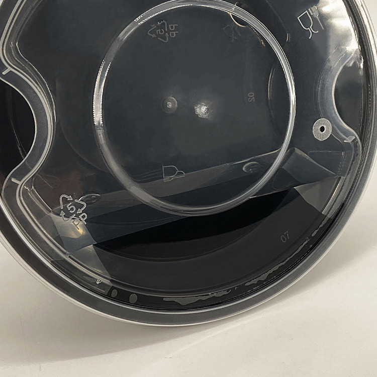 Two Layers Takeaway Food Container Snap On Black Disposable Soup Bowls