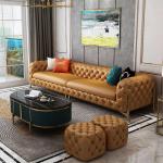 Luxury Blue Leather Sofa Set Living Room Furniture Durable Eco Friendly