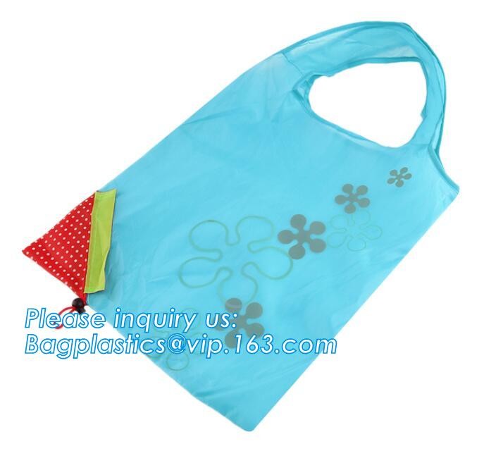 Recycled Foldable Nylon Polyester Tote Bag with logos polyester shopping bag Custom advertising handle non woven bag PAC