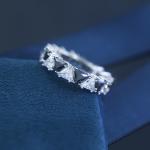 Vintage Geometry Triangle Diamond Sterling Silver CZ Rings S925 Customized