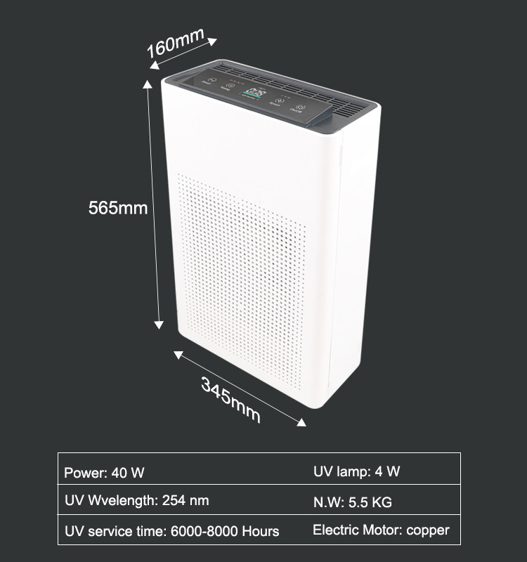 40W HEPA Carbon Filter Air Purifier 220M3/H Remote Control