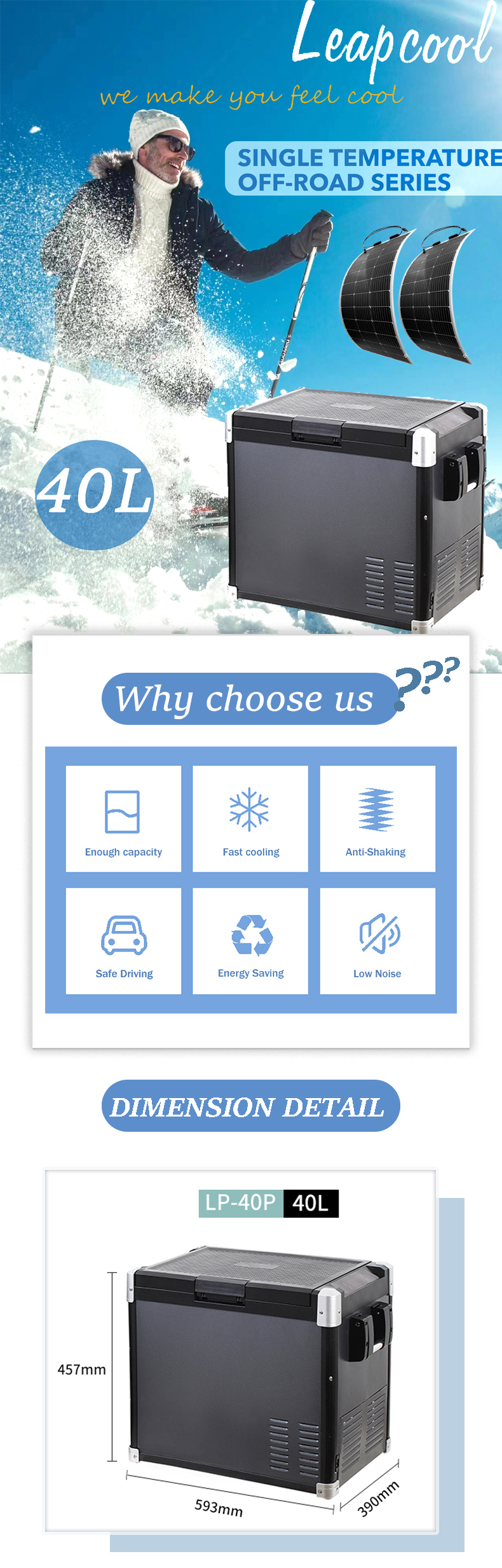 Temperature Range -20 10 C 40L Black Portable Car Refrigerator SUV Freezer for Camping