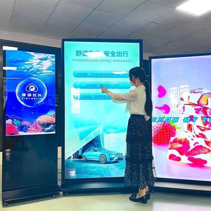 75 Inch Full Screen Indoor 4K Ads Display Floor Standing Advertising Player Info Poster WIFI Android LCD Digital Signage