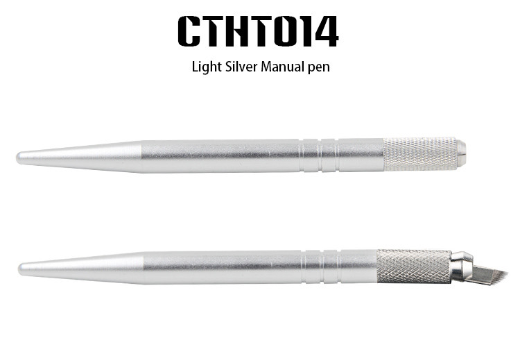 Aluminum Alloy Permanent Makeup Eyebrow Tattoo Pen Light Silver Pen