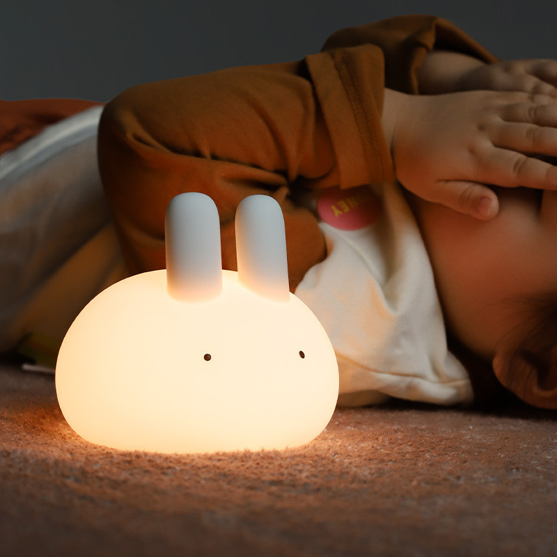 Rabbit Silicone Night Light For Kids 16 Color Changing Kids Night Light USB Baby Nursery Bedside Touch Lamp Night Lights