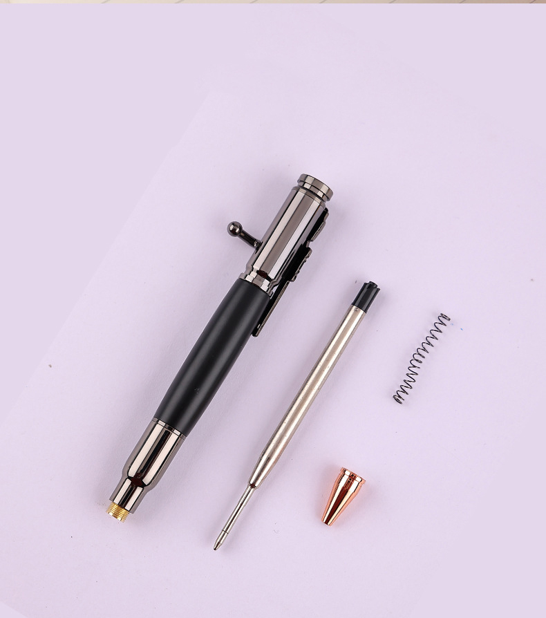 OEM Printing Ball Point Ballpoint Bolt Action Metal Bullet Gun Pen With 1.0mm Writing Width